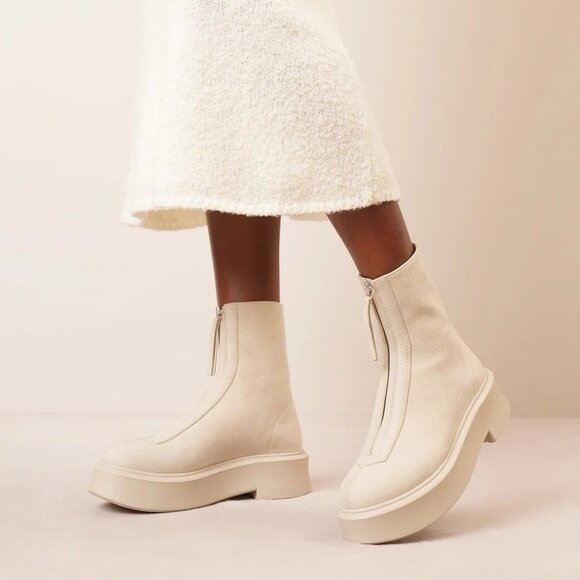 The Row Zipped Booties Beige Ankle Suede Leather - Picture 1 of 9